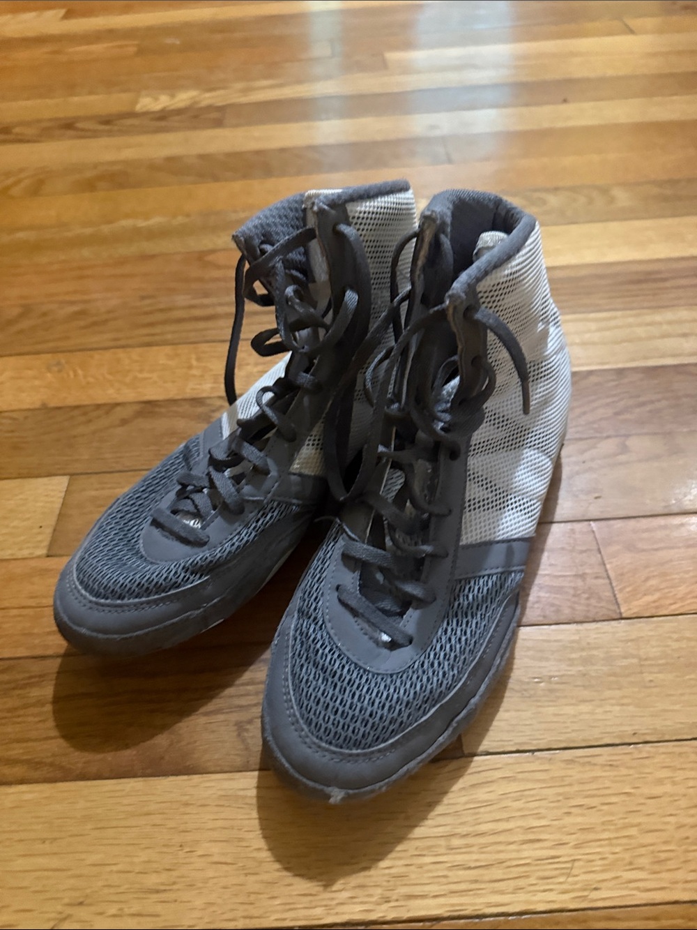 adidas Men's High-Top Athletic Sneakers in Gray and White
